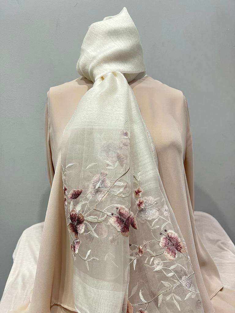 Floral Embroidery Fancy Scarf
