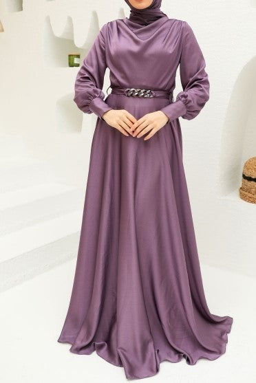 Lilac Satin Silk Gown