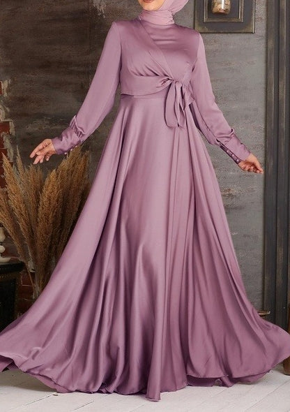 Satin Side-Tie Gown (Lilac)