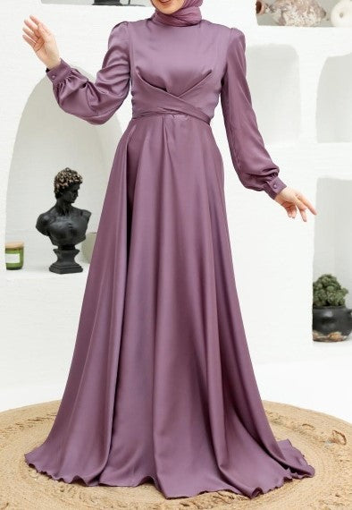 Tie-back Satin Silk Gown (Lilac)