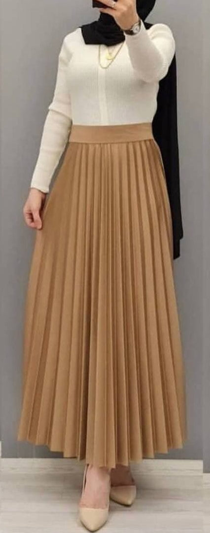 Leather-Look Pleated Skirts