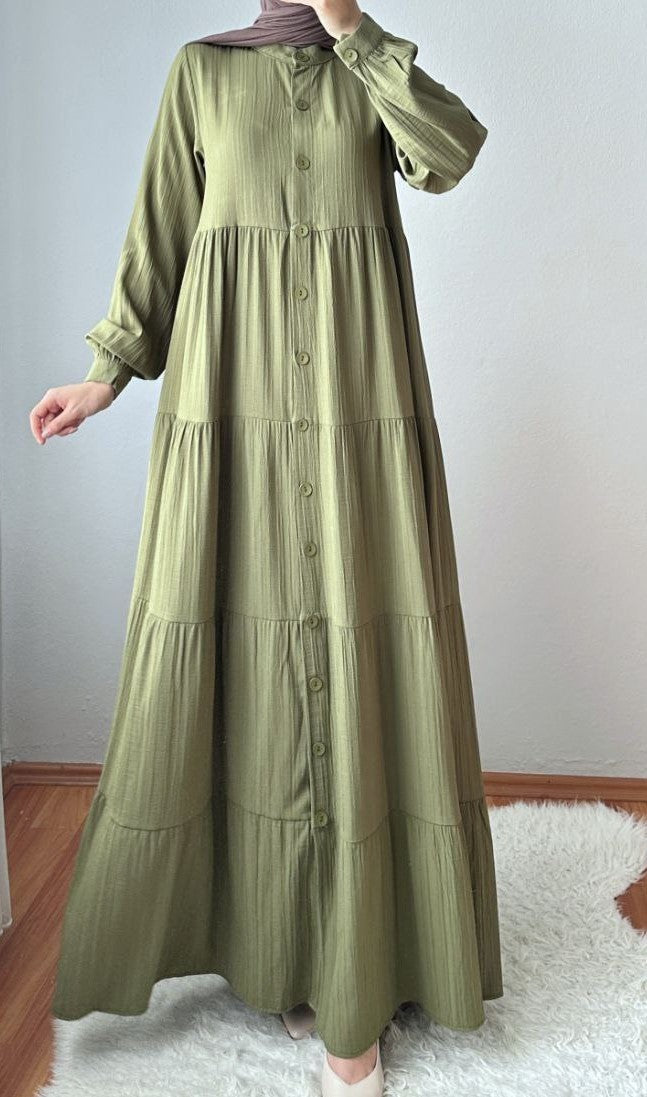 Olive Button-Front Maxi