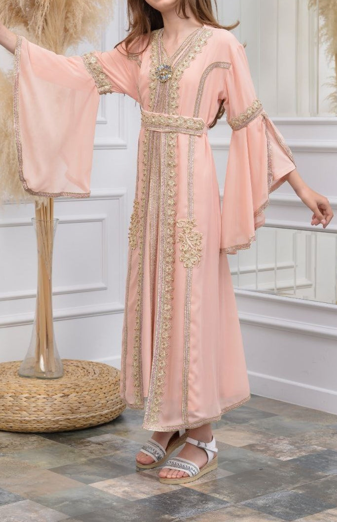 Girls' Party Kaftan (Blush Peach)