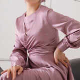 Tie-back Satin Silk Gown (Orchid Pink)