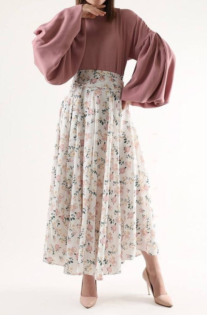Printed Skirt Set (Dusky Pink)