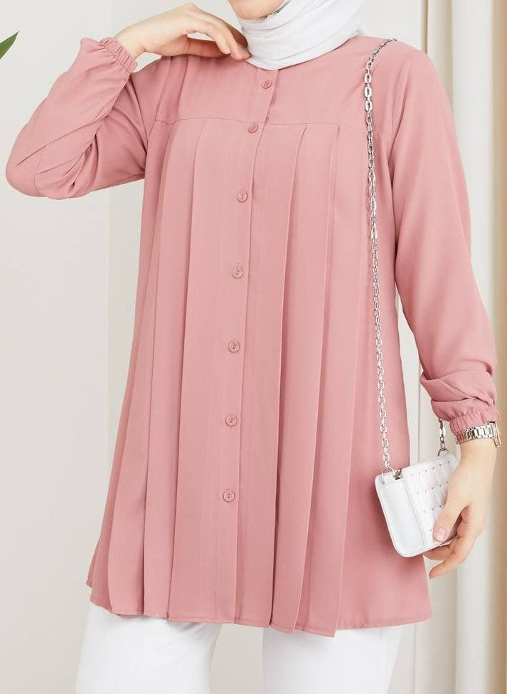 Casual Pleated Top (Pink)