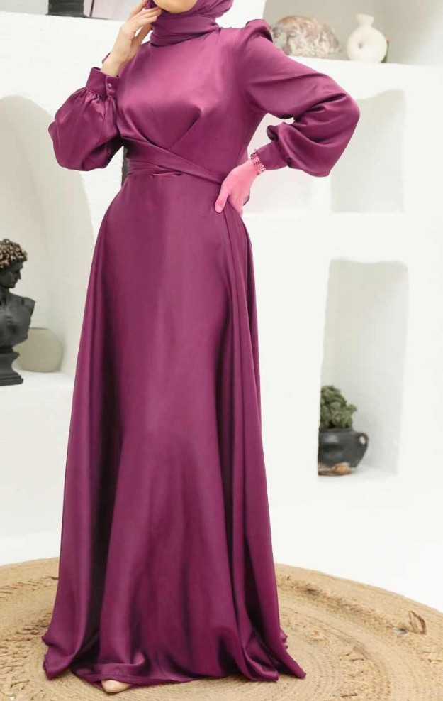 Tie-back Satin Silk Gown (Rouge Pink)