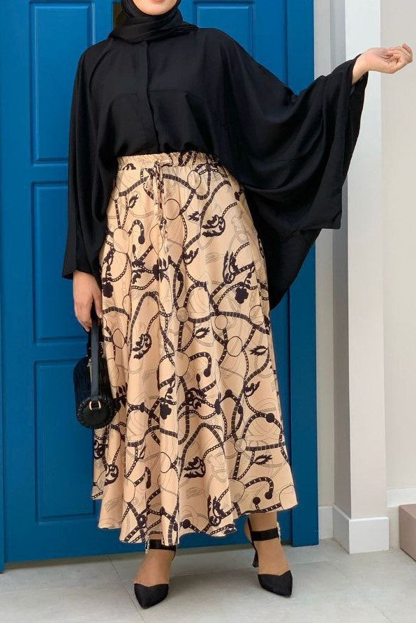 Printed Satin Silk Skirt