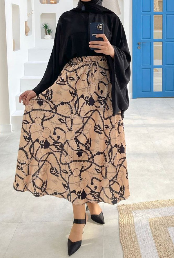 Printed Satin Silk Skirt