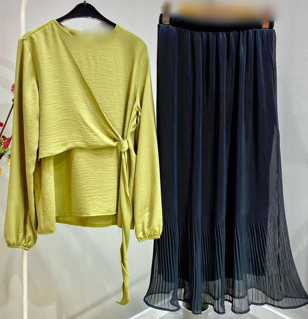 Lime Green & Black Skirt Set