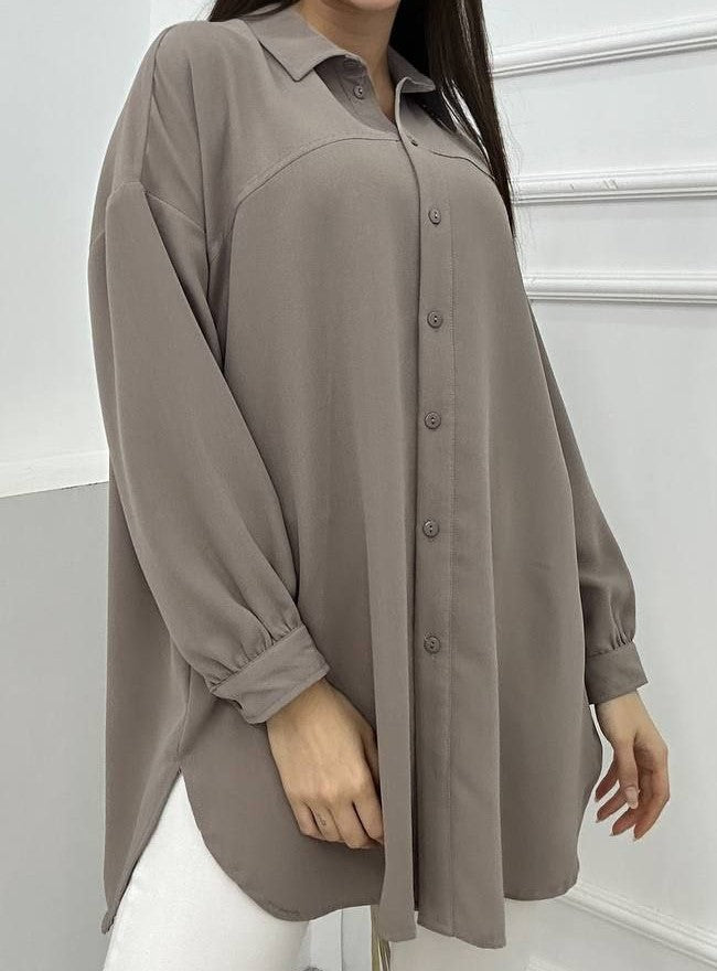 Taupe Button Front Tunic