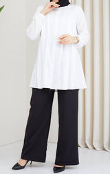 Casual Pleated Top (White)