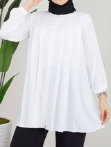 Casual Pleated Top (White)