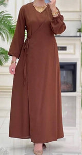 Wrap Style Dress (Brown)